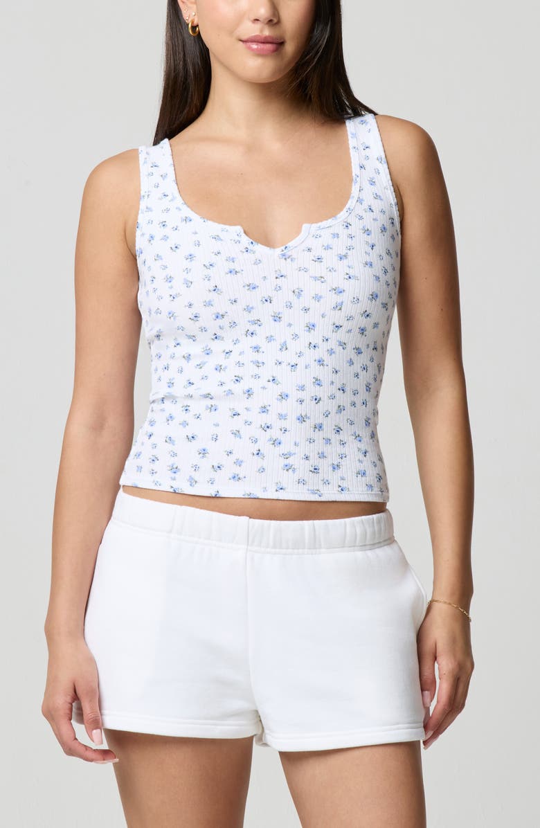Florence by Mills Ditsy Floral Scoop Neck Tank, Main, color, Petit Jardin White/ Blue