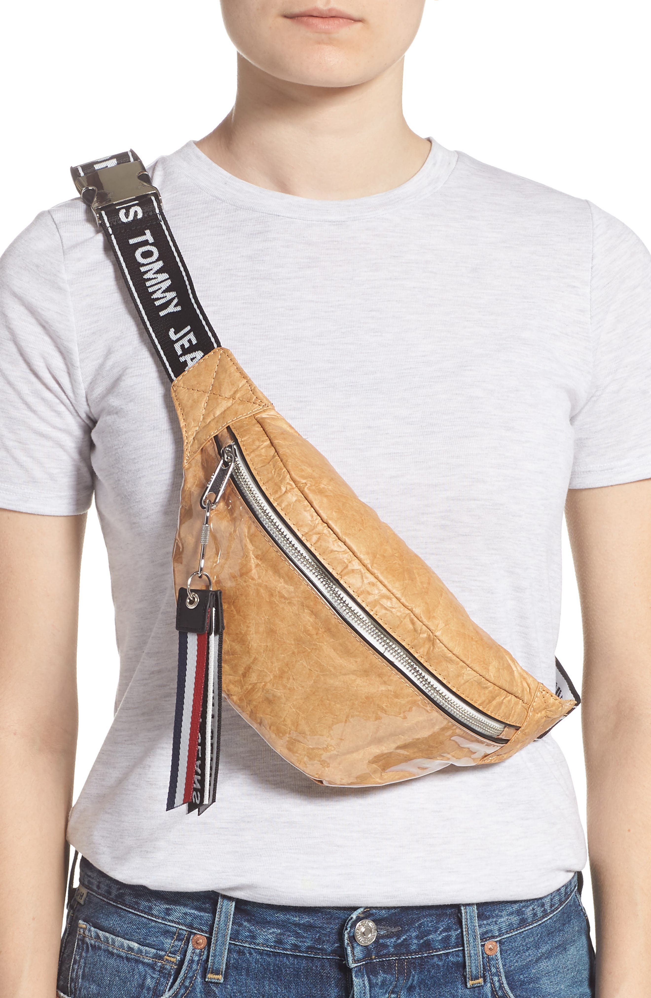 TOMMY JEANS Logo Tape Belt Bag, Alternate, color, 