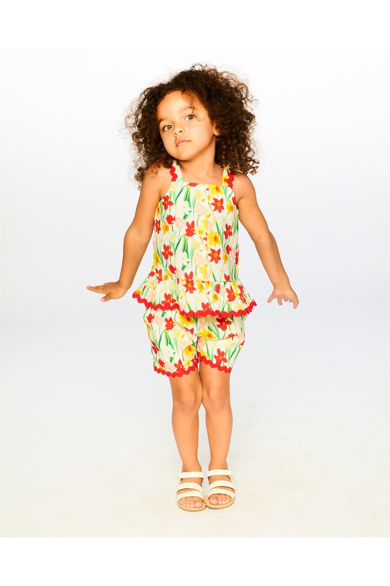 Sleeveless Viscose Daffodil Top, Alternate, color, White Printed Daffodils