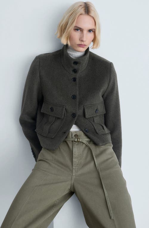 Mango Belt Wide Leg Jeans In Khaki