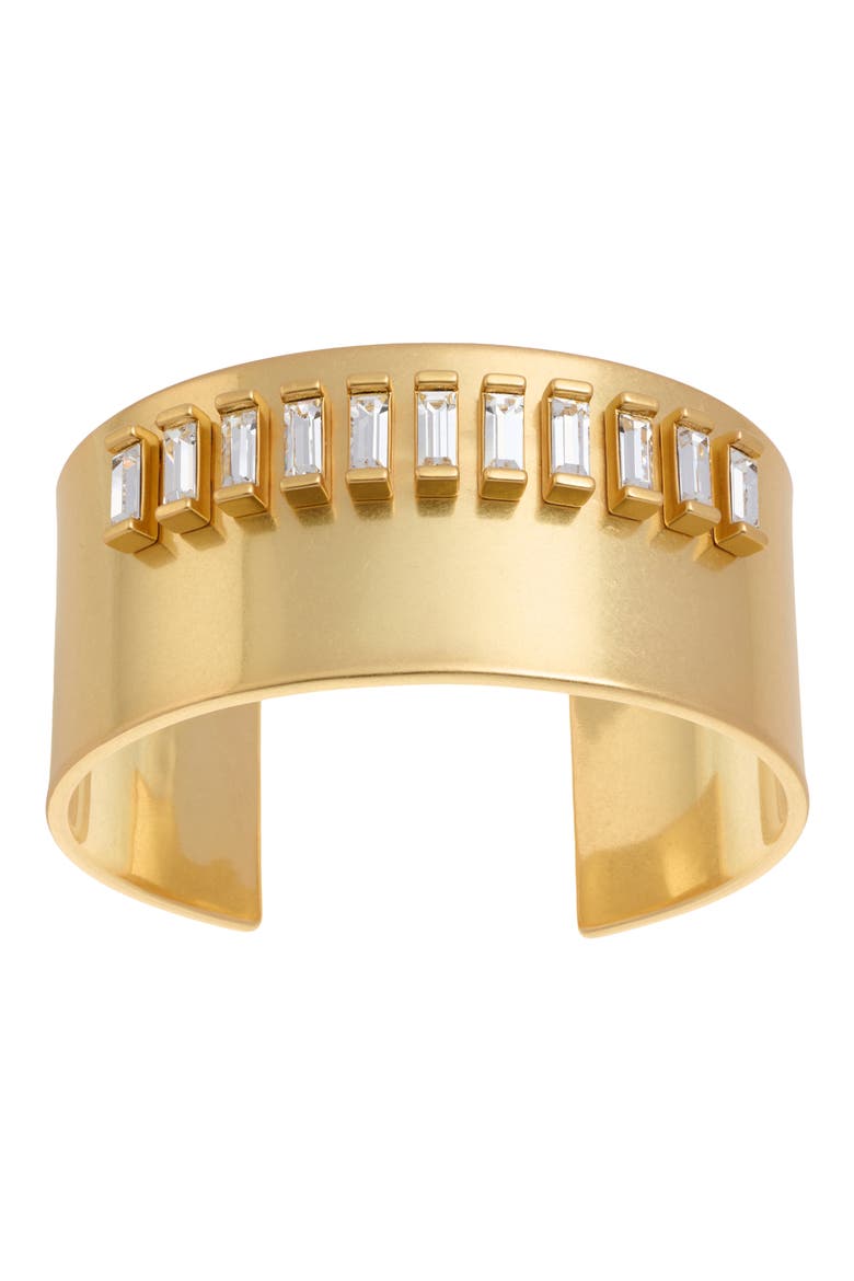 Lyra Linear Crystal Cuff Bracelet, Alternate, color, GOLD TONE / CLEAR CRYSTAL