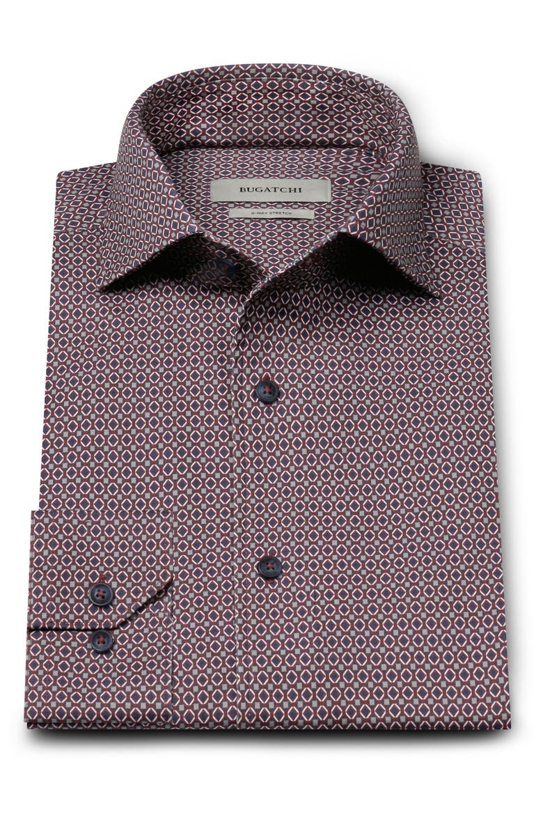 Devon OoohCotton® Print Button-Up Shirt, Alternate, color, BURGUNDY