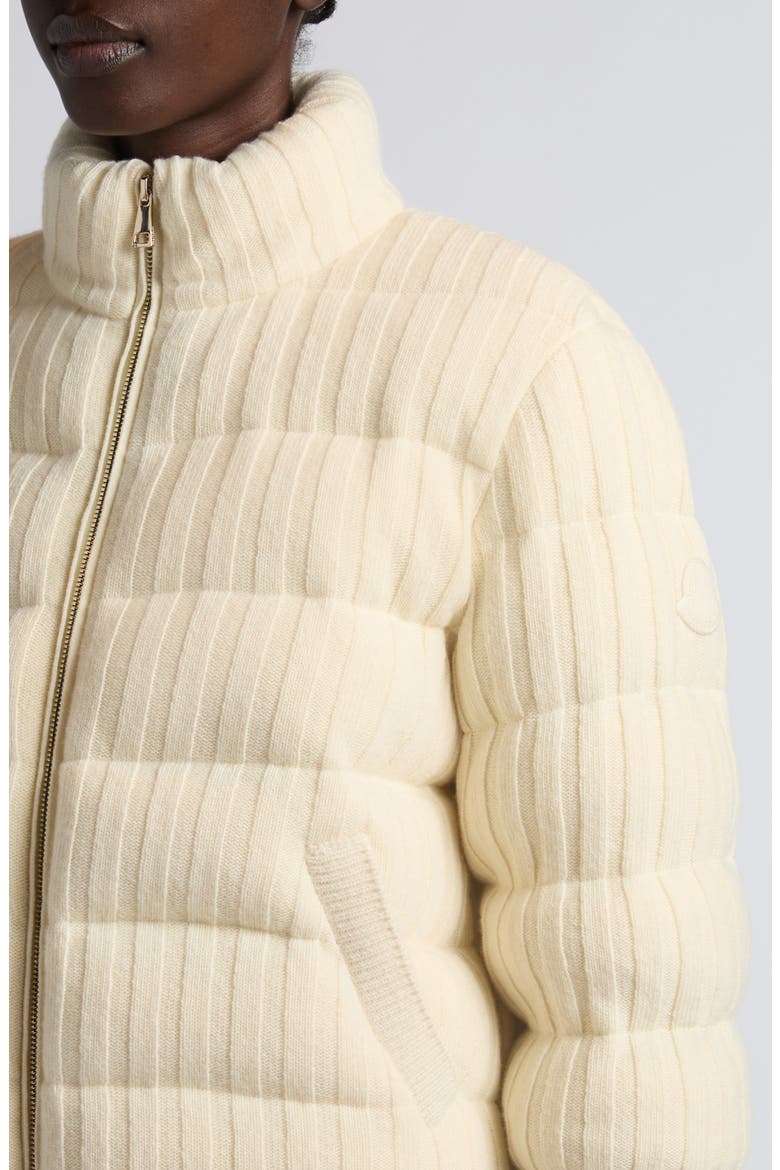 Rib Quilted Wool & Cashmere Down Puffer Cardigan, Alternate, color, WHITE