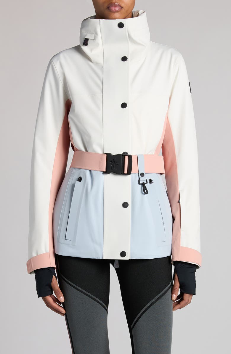 Moncler Grenoble Hainets Colorblock Ski Jacket, Main, color, Talco/ Alluminio
