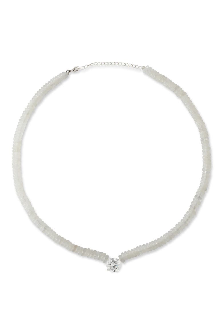 Beaded Round Pendant Necklace, Alternate, color, SILVER