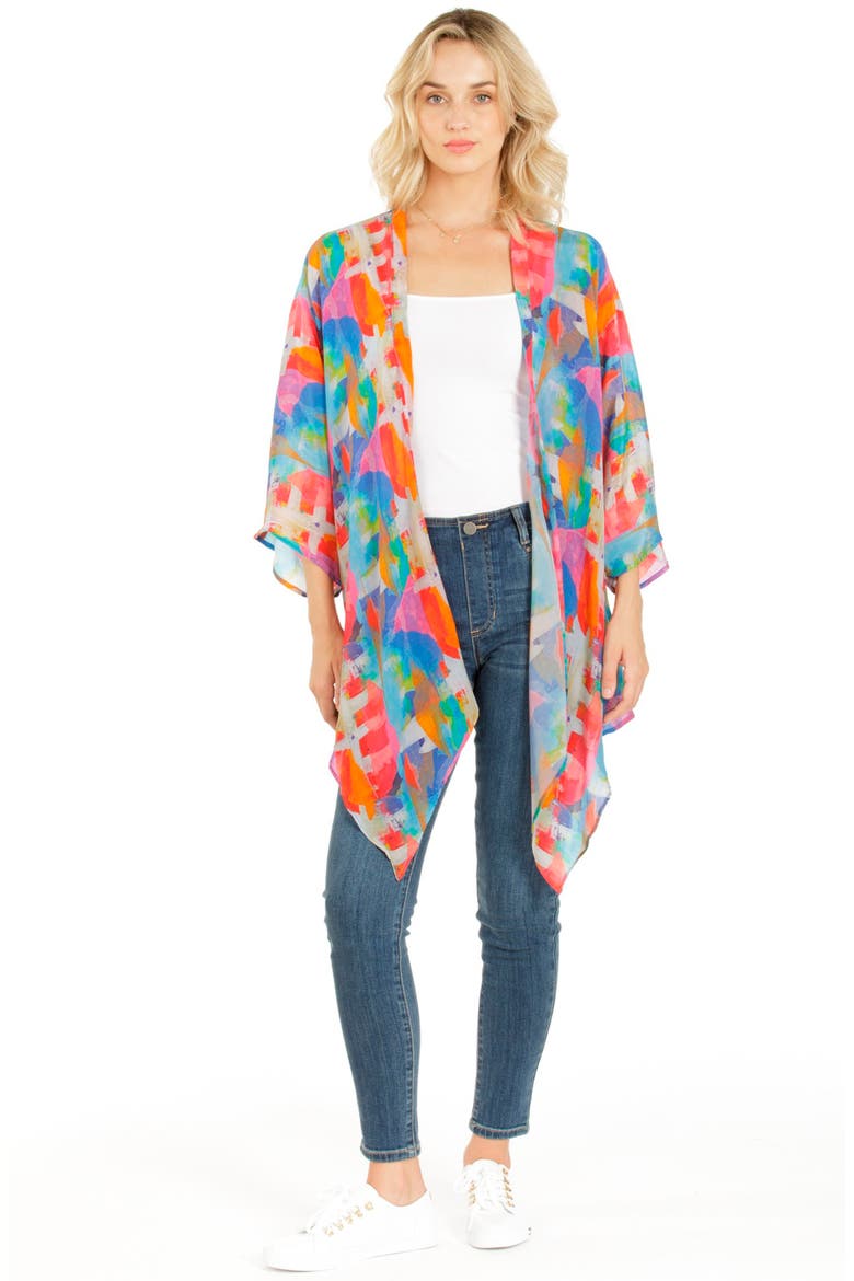 Floral Open Front Jacket, Alternate, color, ORANGE MULTI