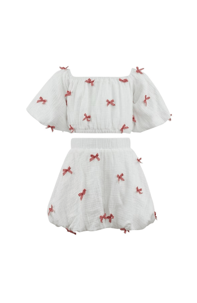 Lola + The Boys Hailey Bow Bubble Set, Main, color, White