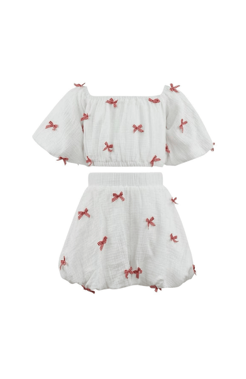 Lola + The Boys Hailey Bow Bubble Set In White