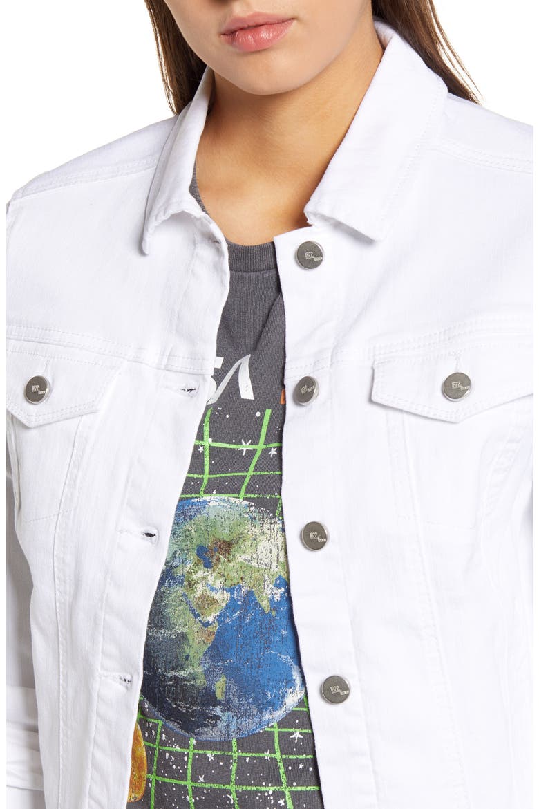 Fray Hem Denim Jacket, Alternate, color, WHITE