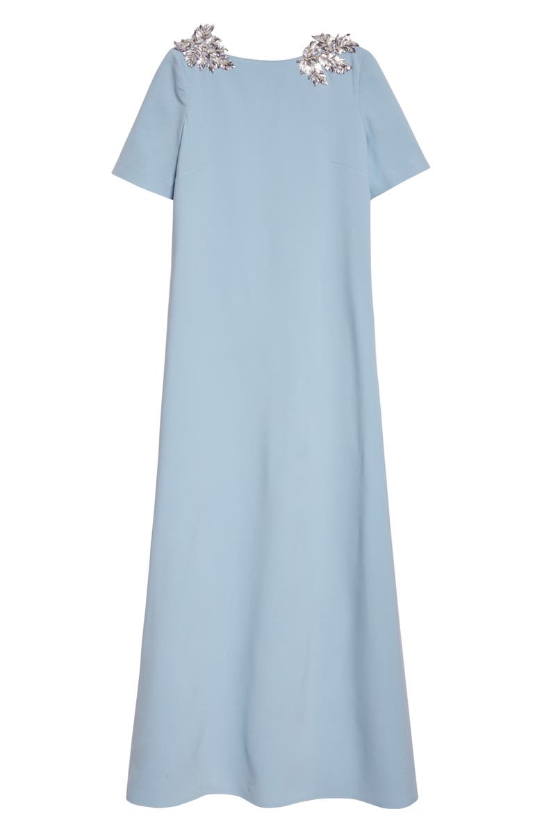 Oscar de la Renta Sequin Leaf Embellished Gown, Alternate, color, Soft Blue