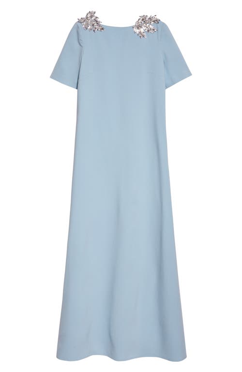 Oscar De La Renta Sequin Leaf Embellished Gown In Blue
