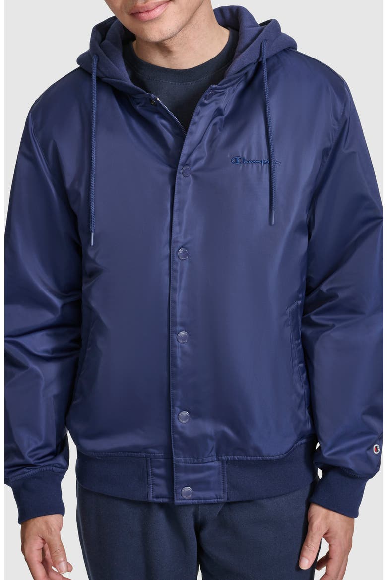 Water Resistant Hooded Bomber Jacket, Main, color, PEACOAT