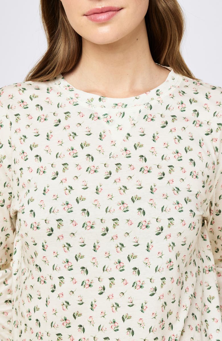 Papinelle Rosebud Organic Cotton Jersey Pajamas, Alternate, color, Ecru