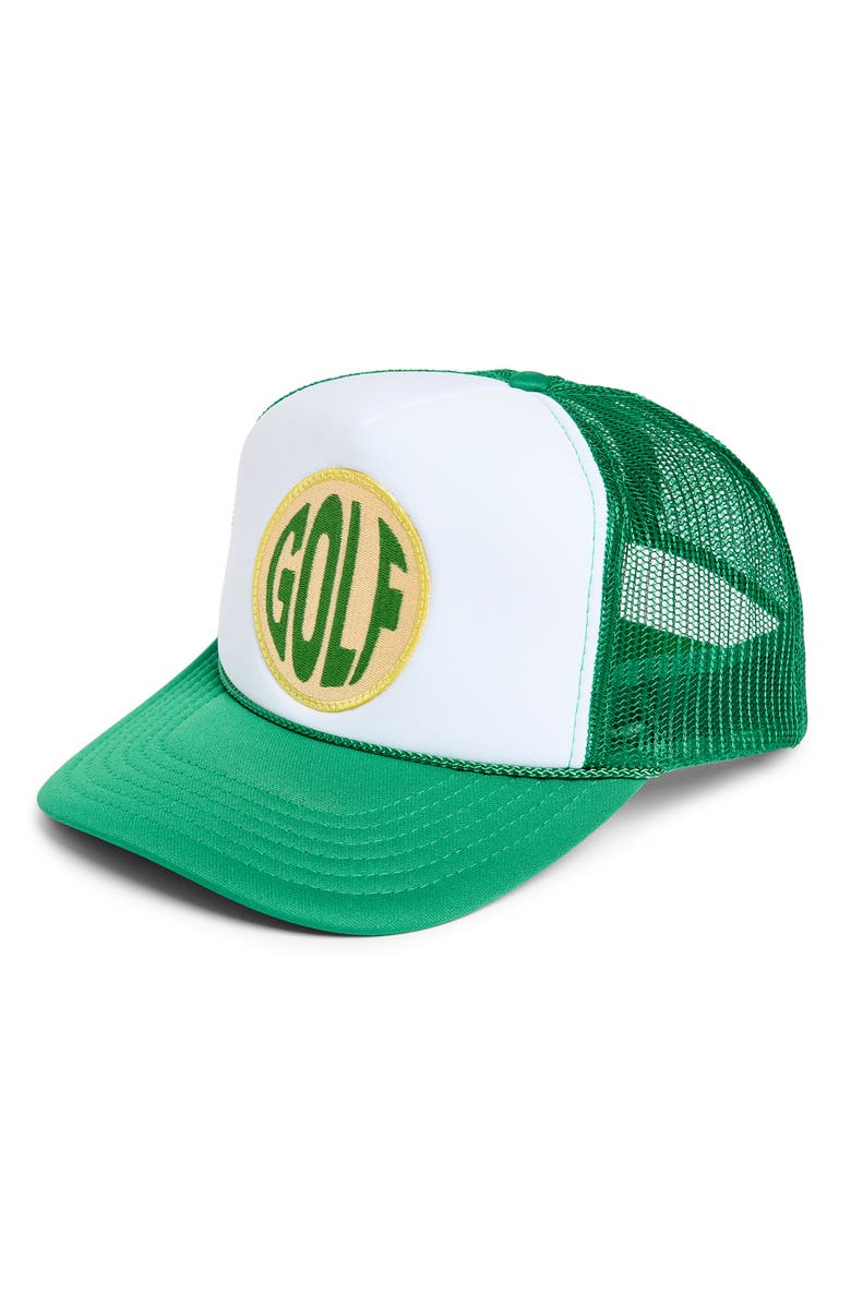 Friday Feelin’ Golf Trucker Hat, Main, color, Green Split