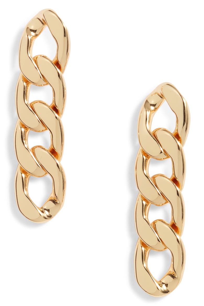 Small Talk Chain Link Drop Earrings, Main, color, GOLD
