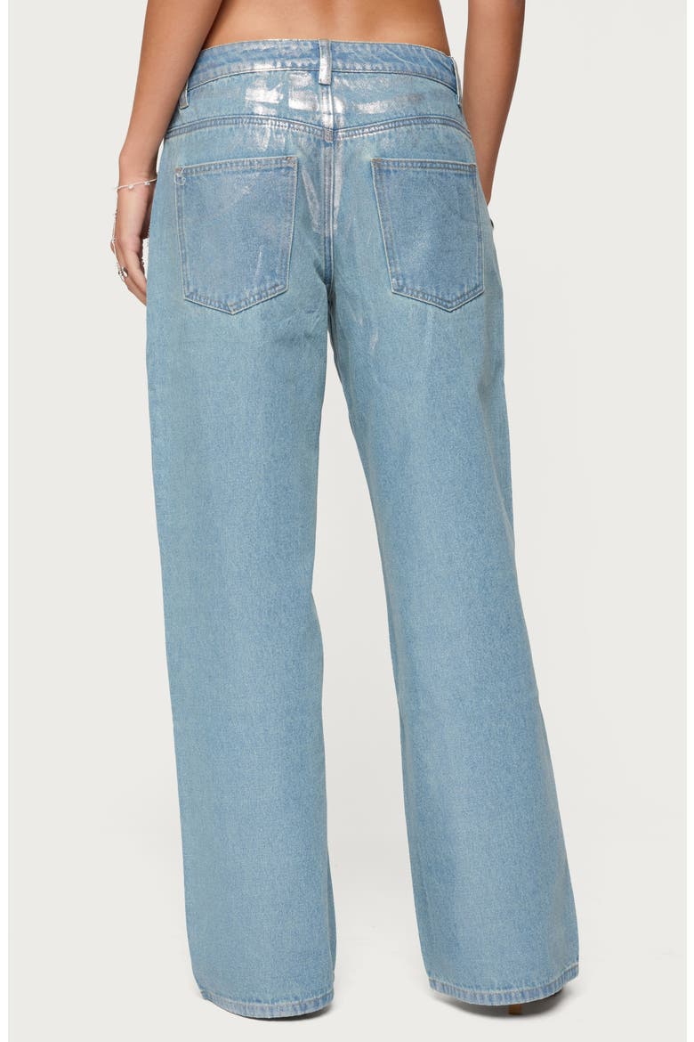 Jenney Shiny Wide Leg Jeans, Alternate, color, SILVER