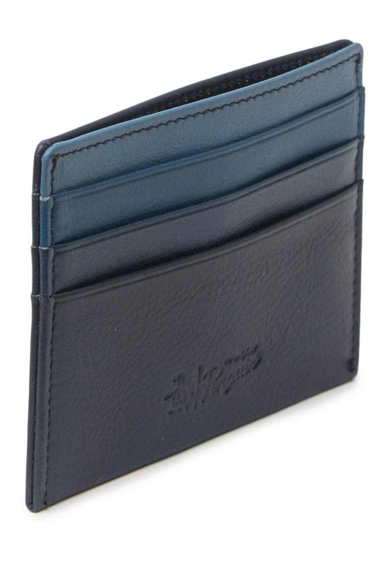 Ombre Leather Slim Card Case, Alternate, color, NAVY410