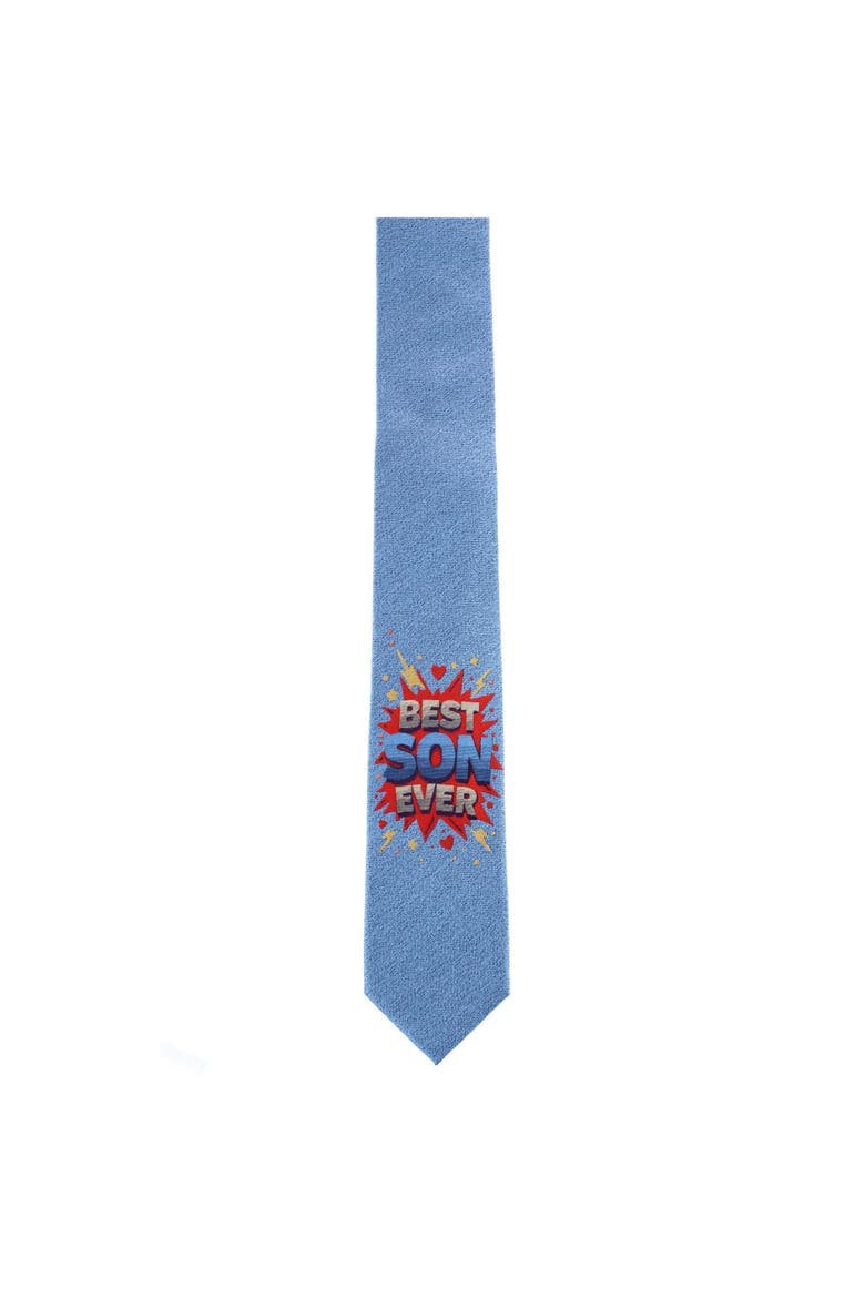 Boy's Best Son Ever Novelty Silk Necktie, Alternate, color, Blue