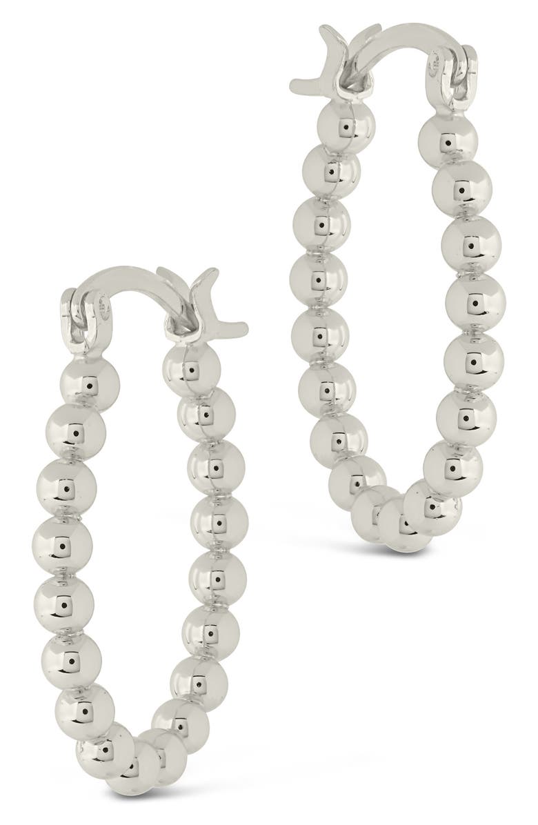 Sterling Forever Bubble Textured Oval Hoop Earrings, Alternate, color, Silver