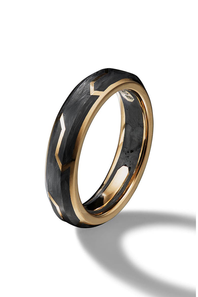 Forged Carbon Band Ring in 18K Gold, 6mm, Alternate, color, FORGED CARBON