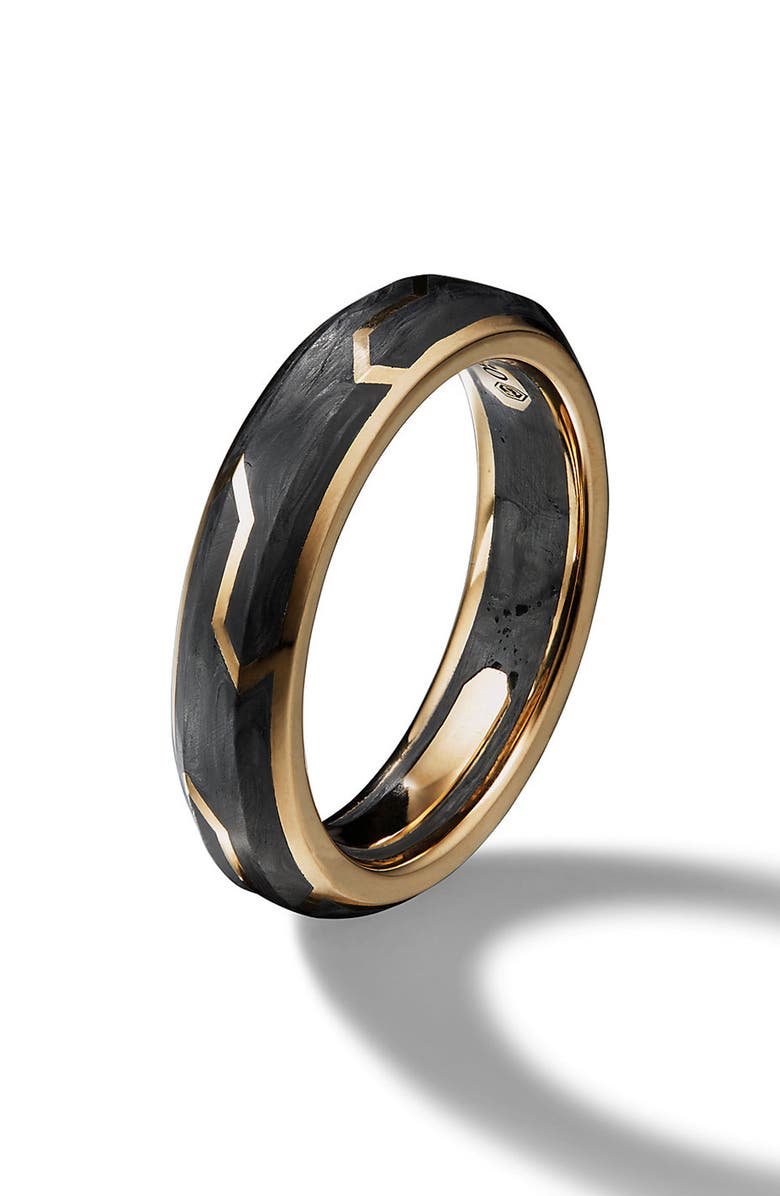 David Yurman Forged Carbon Band Ring in 18K Gold, 6mm, Alternate, color,