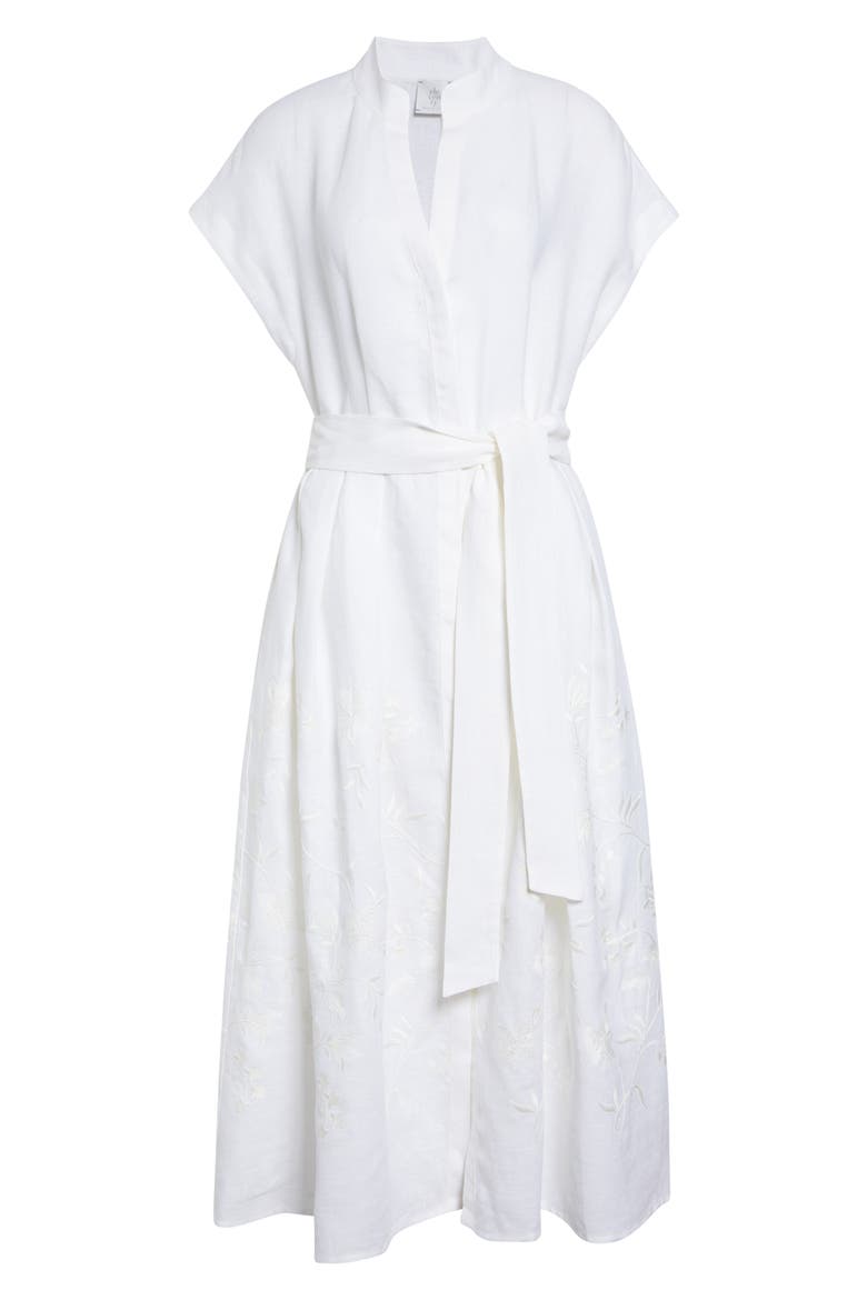 Embroidered Linen Shirtdress, Alternate, color, WHITE