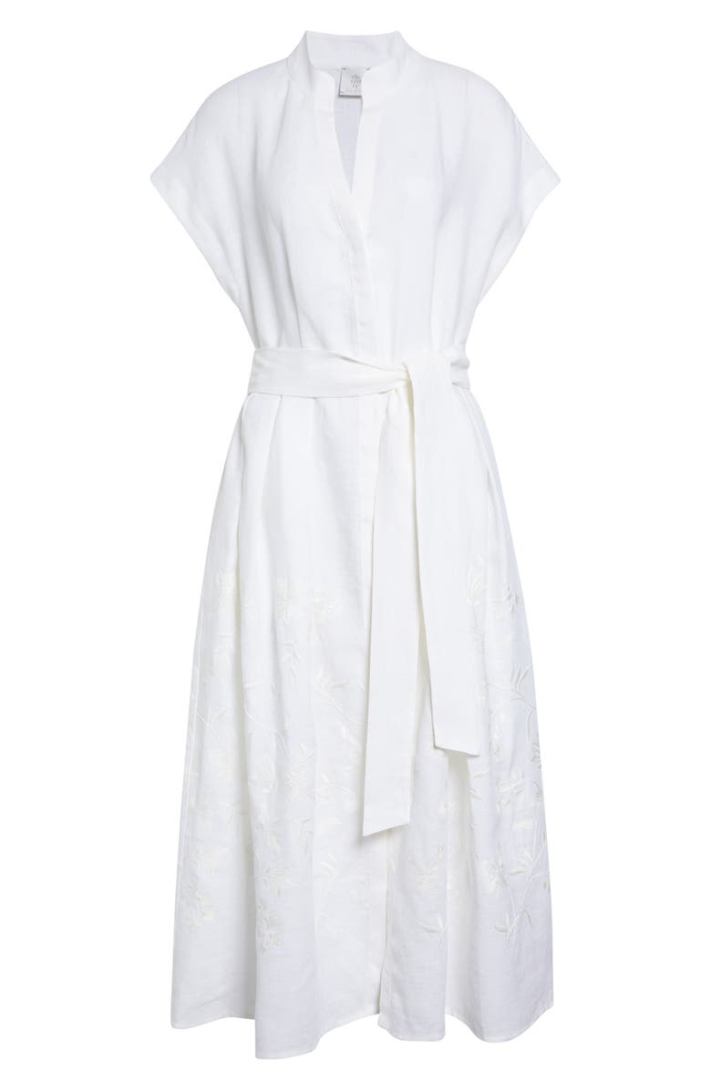 Eleventy Embroidered Linen Shirtdress, Alternate, color, White