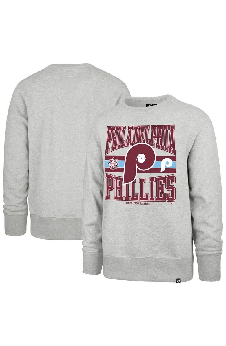 '47 Men's '47  Gray Philadelphia Phillies Letters Headline Pullover Sweatshirt, Alternate, color, 