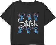 Lilo & Stitch Girl's Lilo & Stitch Many Distressed Poses Graphic Cropped T-Shirt