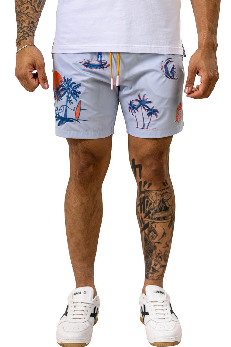 Swim Marthyr Print Swim Trunks, Alternate, color, BLUE