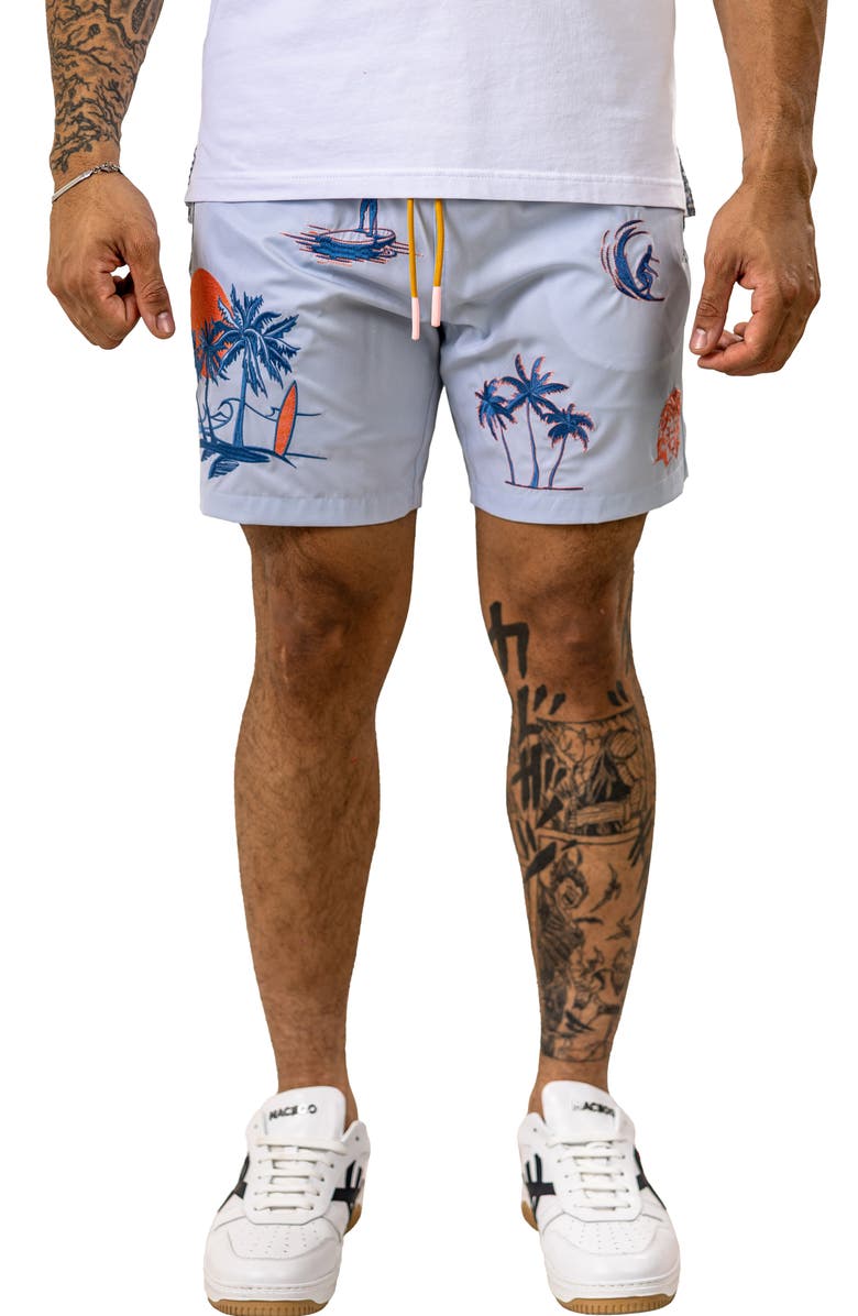 Maceoo Swim Marthyr Print Swim Trunks, Alternate, color, Blue