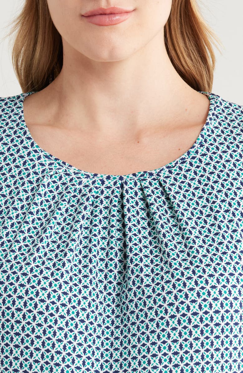 24seven Comfort Apparel Geo Print Pleated Sleeveless Jersey Shell, Alternate, color,