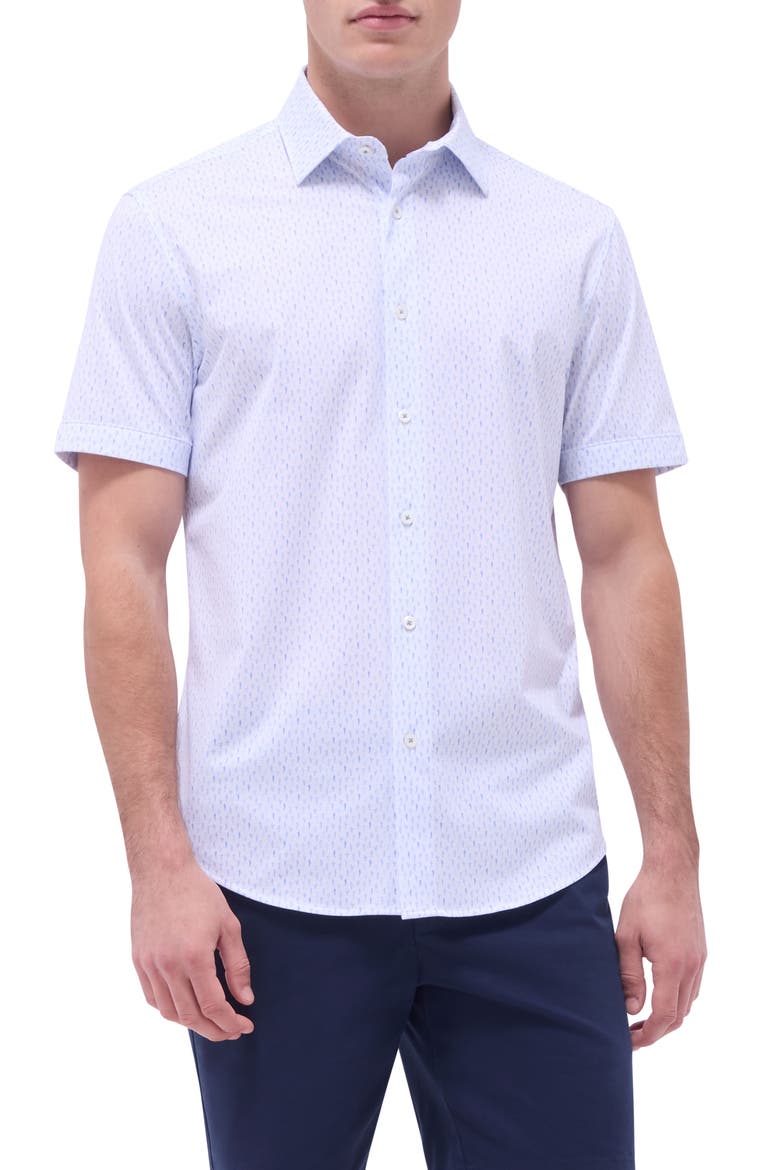 Miles OoohCotton® Cactus Print Short Sleeve Button-Up Shirt, Main, color, WHITE
