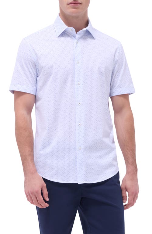 Bugatchi Miles Ooohcotton® Cactus Print Short Sleeve Button-up Shirt In White