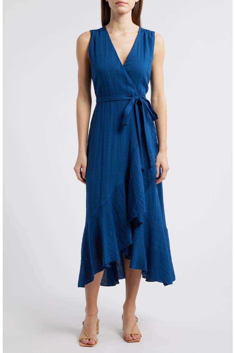 Sleeveless Faux Wrap Dress, Main, color, CHAMBRE