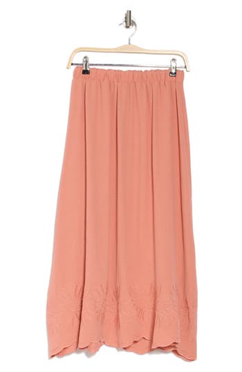 ADRIANNA PAPELL ADRIANNA PAPELL FLORAL EMBROIDERED MIDI SKIRT