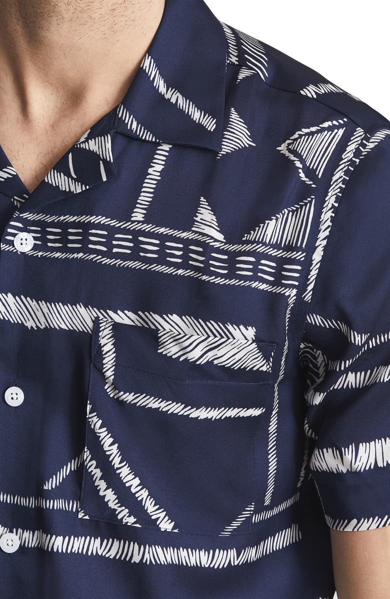 Men's Mackrae Geo Print Short Sleeve Button-Up Camp Shirt