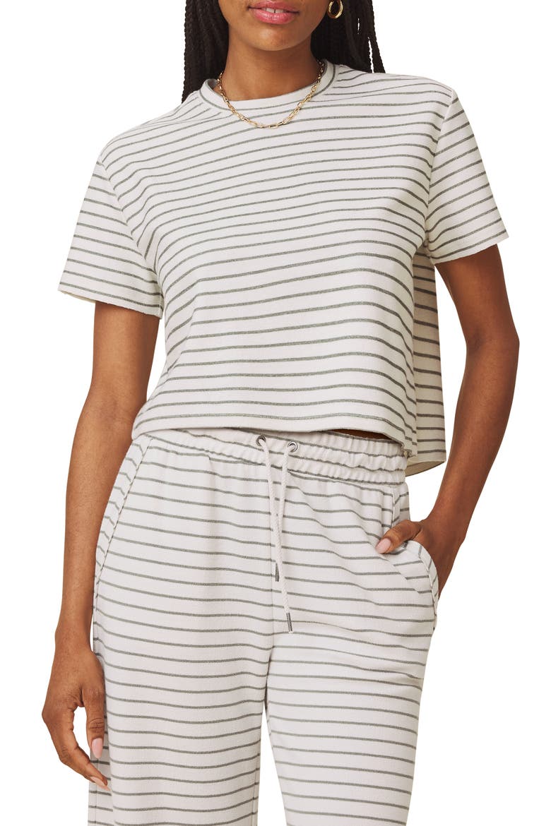 Kennedy Stripe Sweatshirt, Main, color, PALE OAK WHITE/ GREEN