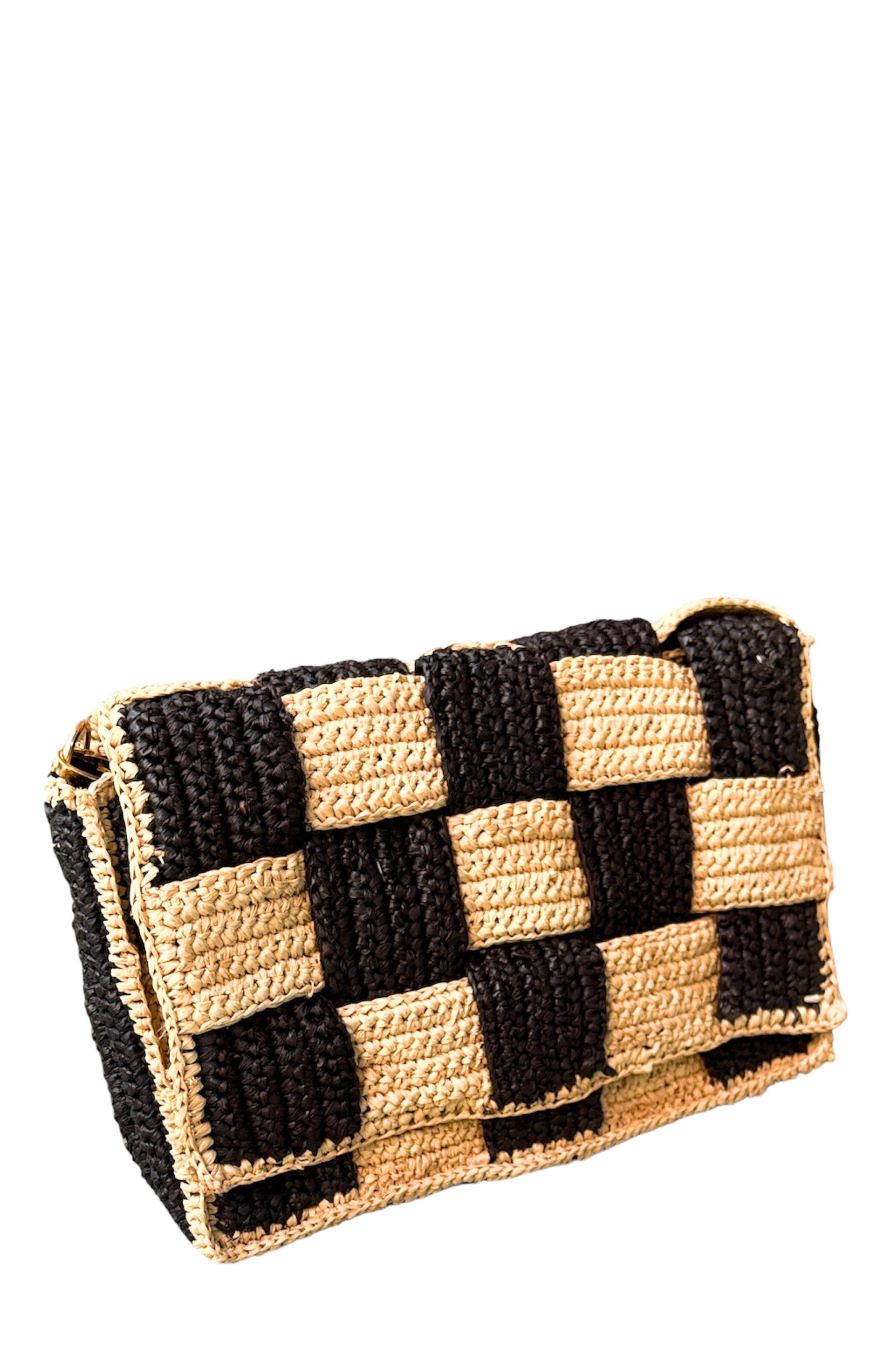 Zanatany Concepts Cracky Raffia Bag, Main, color, Black