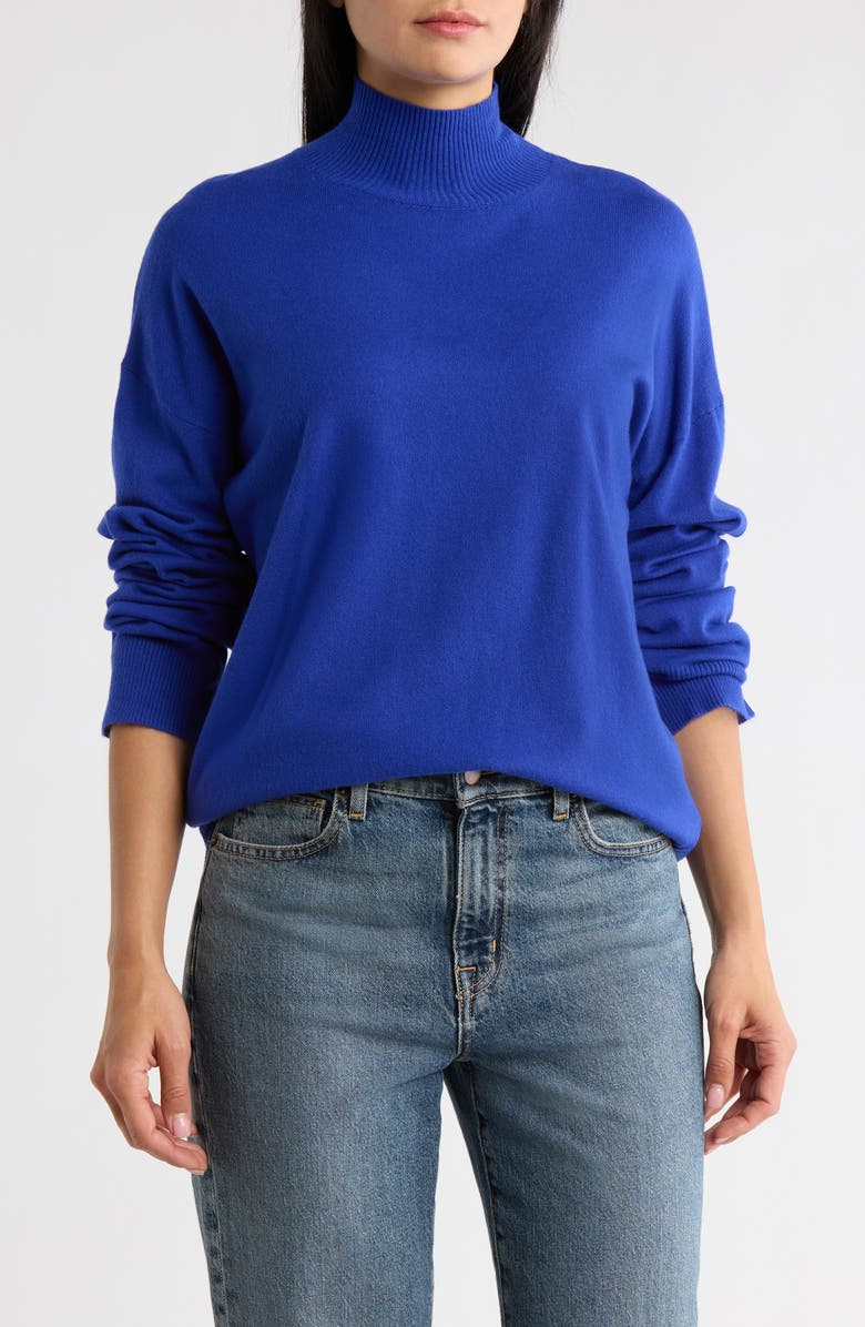 FRNCH Noure Mock Neck Sweater, Main, color, Bleu Electrique