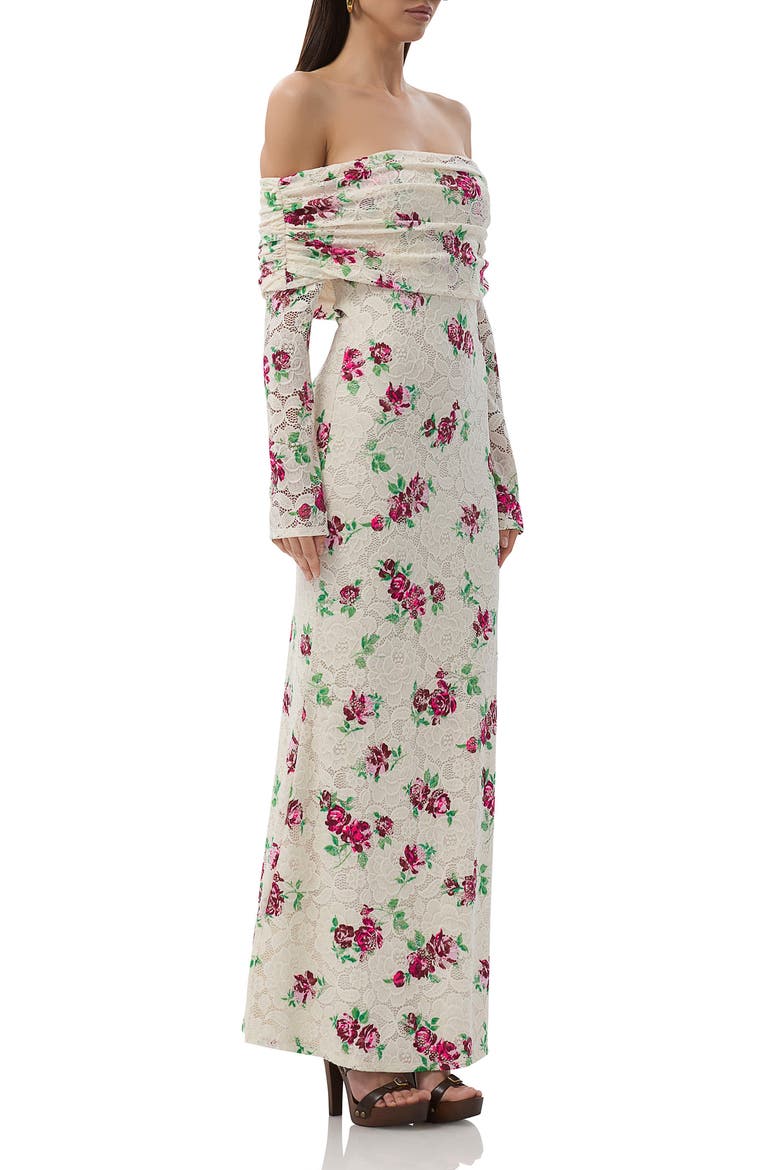 Thelma Off the Shoulder Long Sleeve Lace Maxi Dress, Alternate, color, ROMANCE ROSE