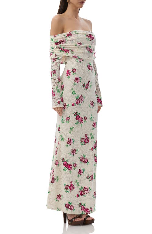 AFRM AFRM THELMA OFF THE SHOULDER LONG SLEEVE LACE MAXI DRESS
