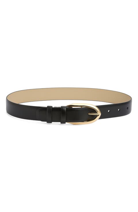 Round Buckle Leather Belt
