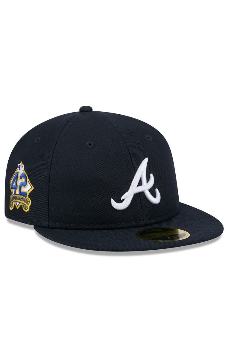 New Era Men's New Era  Navy Atlanta Braves 2025 Jackie Robinson Day Retro Crown 59FIFTY Unstructured Fitted Hat, Main, color, 