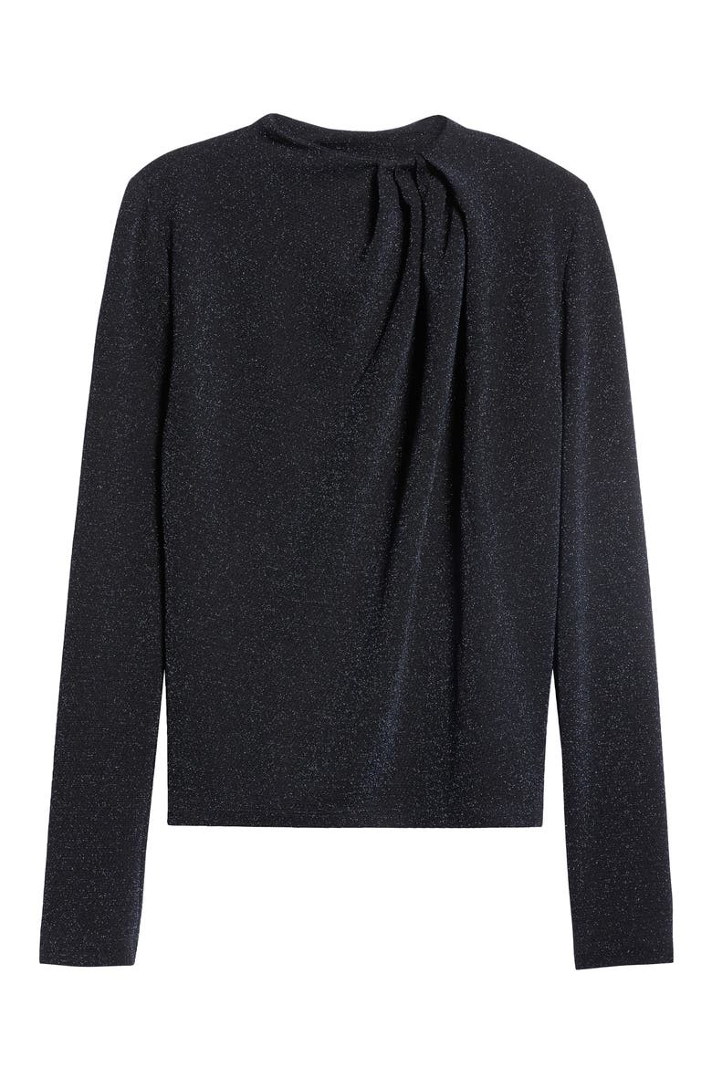 Twist Mock Neck Metallic Top, Main, color, MIDNIGHT