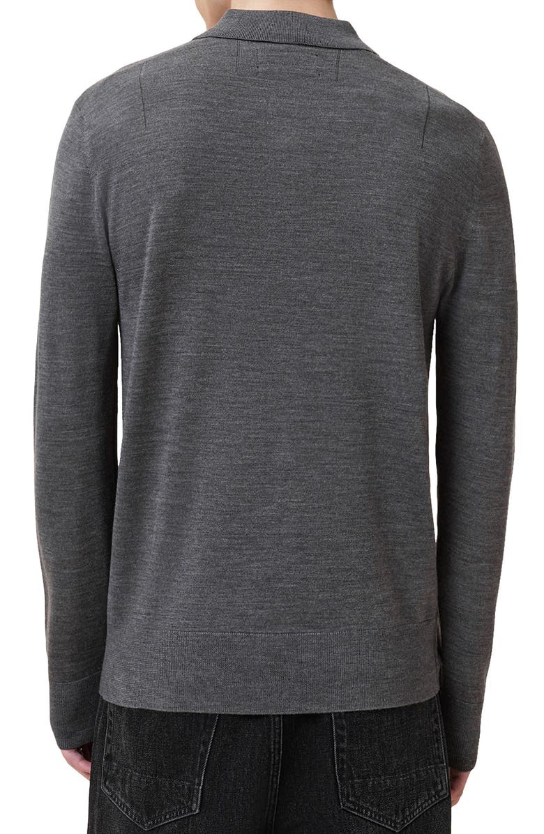 AllSaints Mode Merino Wool Polo Sweater, Alternate, color, Monument Grey
