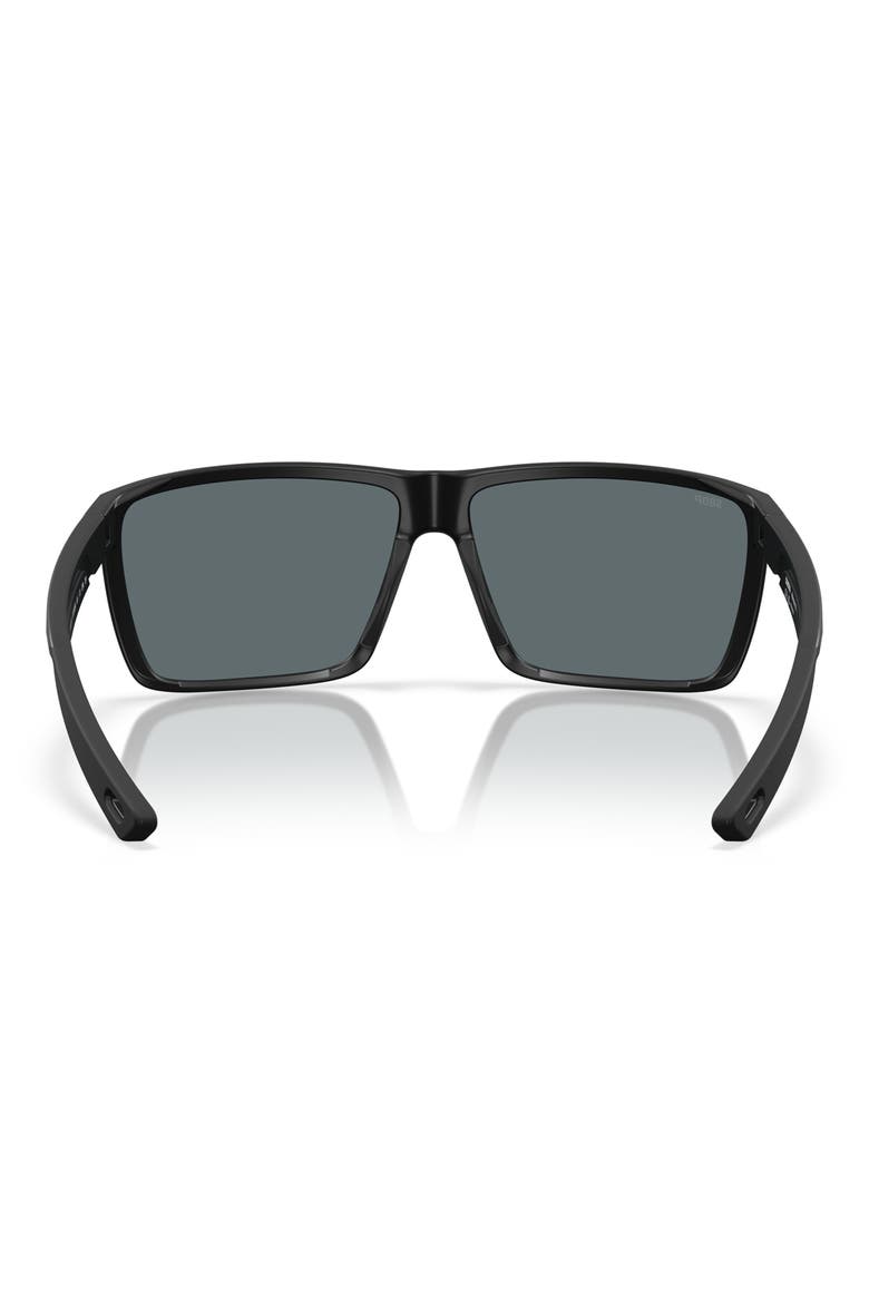 Rincon II 64mm Mirrored Polarized Oversize Rectangular Sunglasses, Alternate, color, MATTE BLACK/ BLUE MIRROR 580P