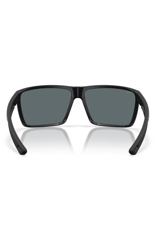 Costa Del Mar Rincon Ii 64mm Mirrored Polarized Oversize Rectangular Sunglasses In Matte Black/blue Mirror 580p