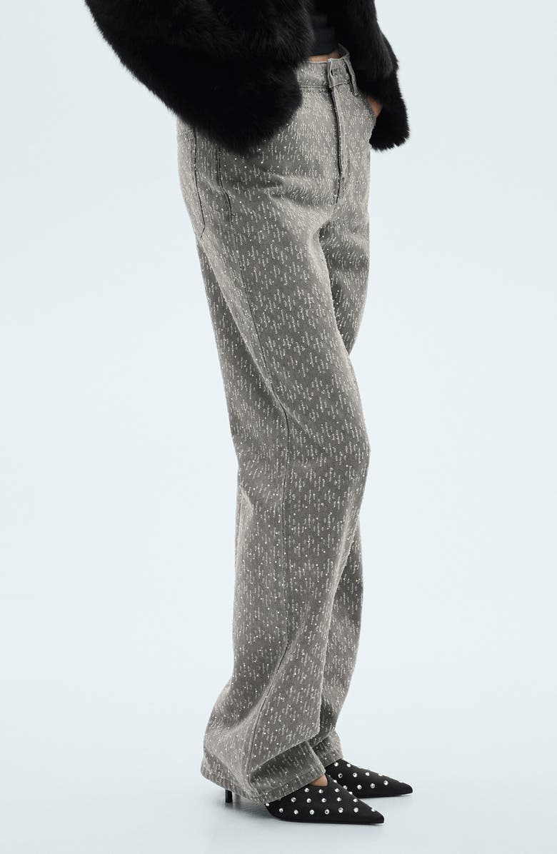 MANGO Rhinestone Embellished Straight Leg Jeans, Alternate, color, 