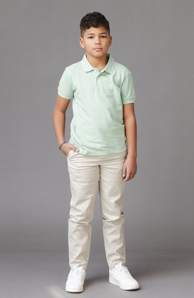 Hope & Henry Kids' Organic Short Sleeve Knit Pique Polo Shirt, Alternate, color, Soft Green